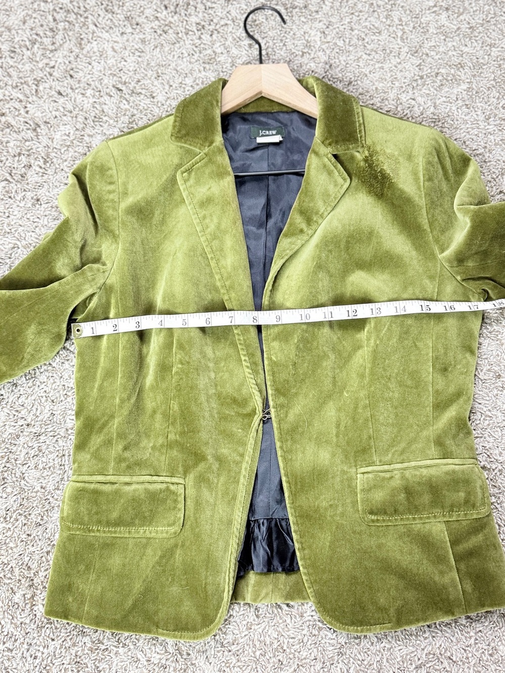 J.Crew Green Velvet Blazer Jacket - Classic Tailored Fit - Picture 8 of 8